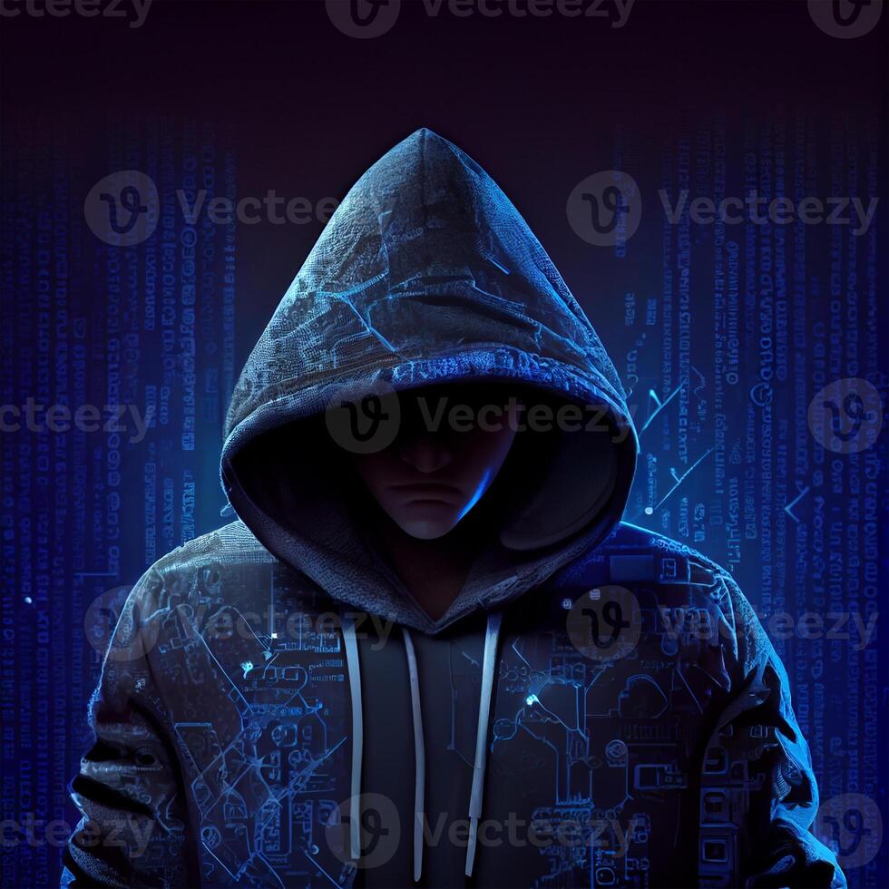 Hacker, programmer modern spy, illegal data search - Image photo