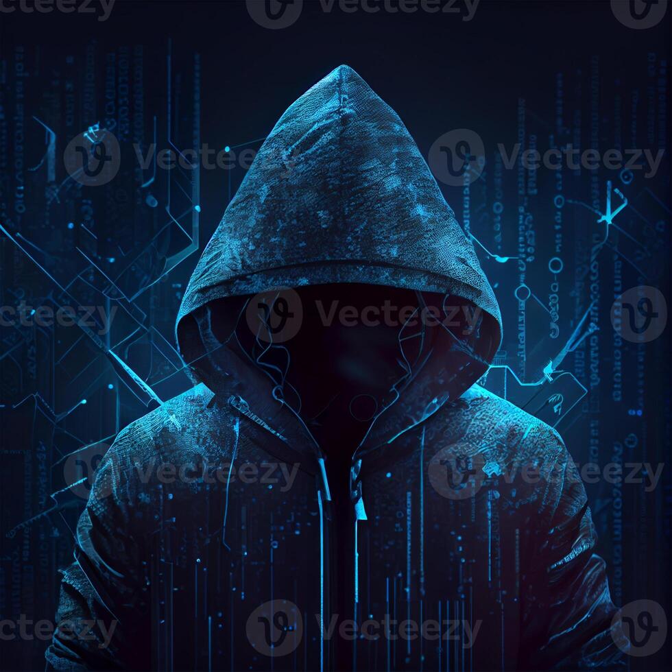 Hacker, programmer modern spy, illegal data search - Image photo
