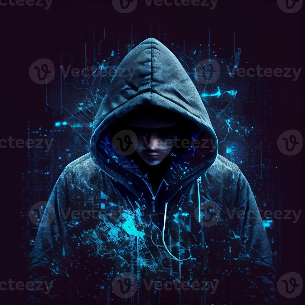 Hacker, programmer modern spy, illegal data search - Image photo