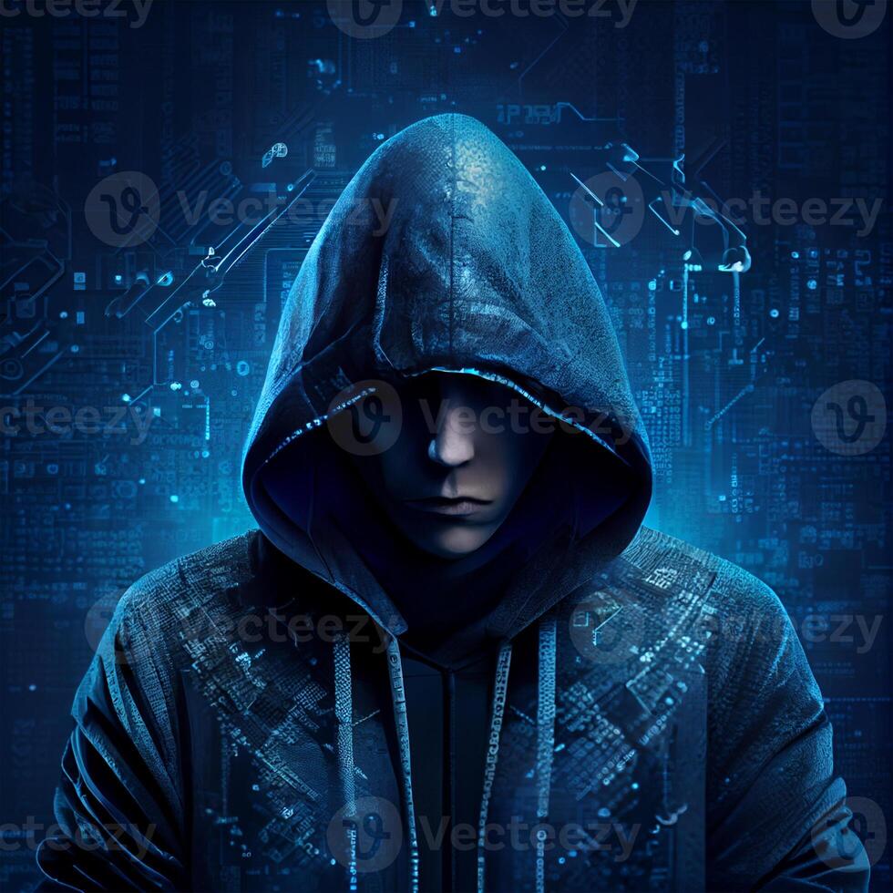 Hacker, programmer modern spy, illegal data search - Image photo