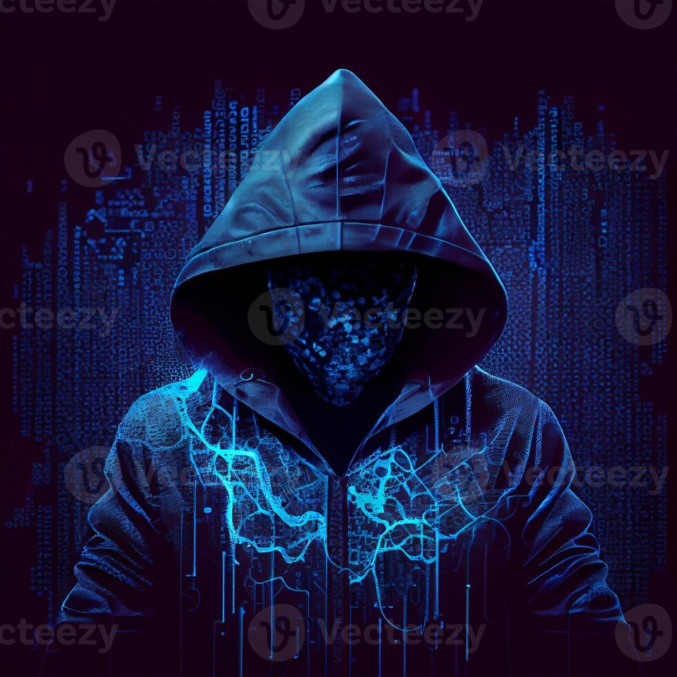Hacker, programmer modern spy, illegal data search - Image photo