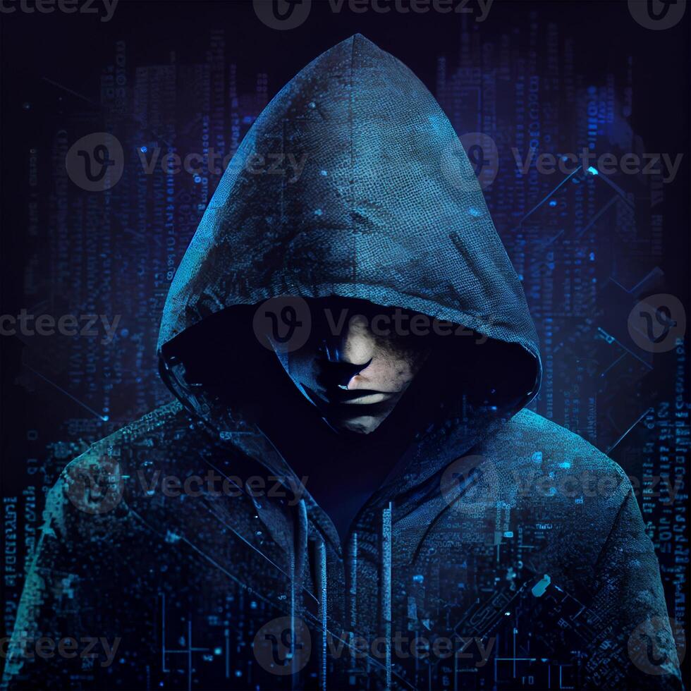 Hacker, programmer modern spy, illegal data search - Image photo