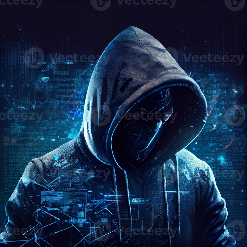 Hacker, programmer modern spy, illegal data search - Image photo
