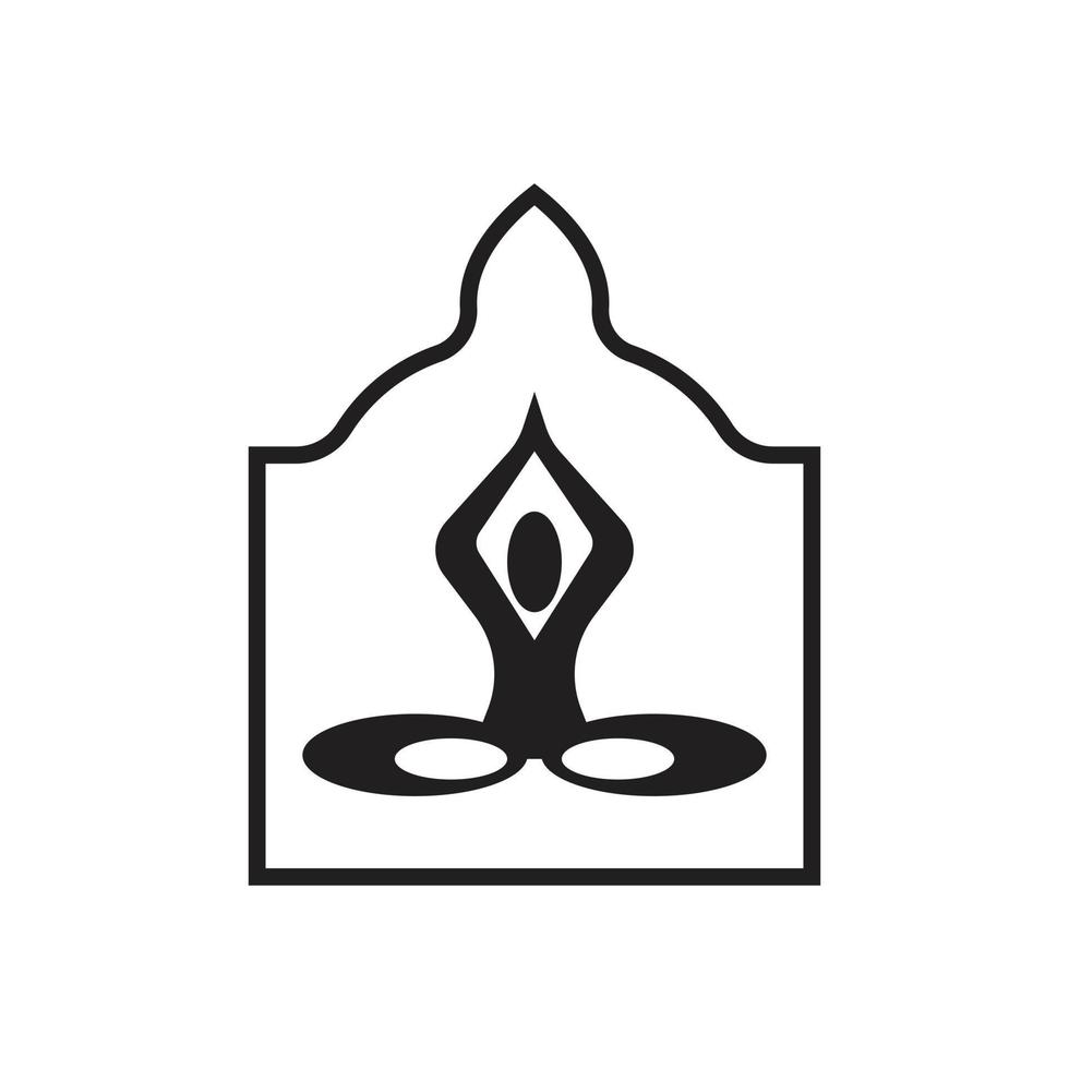 silhouette of yoga and meditation vector logo icon.