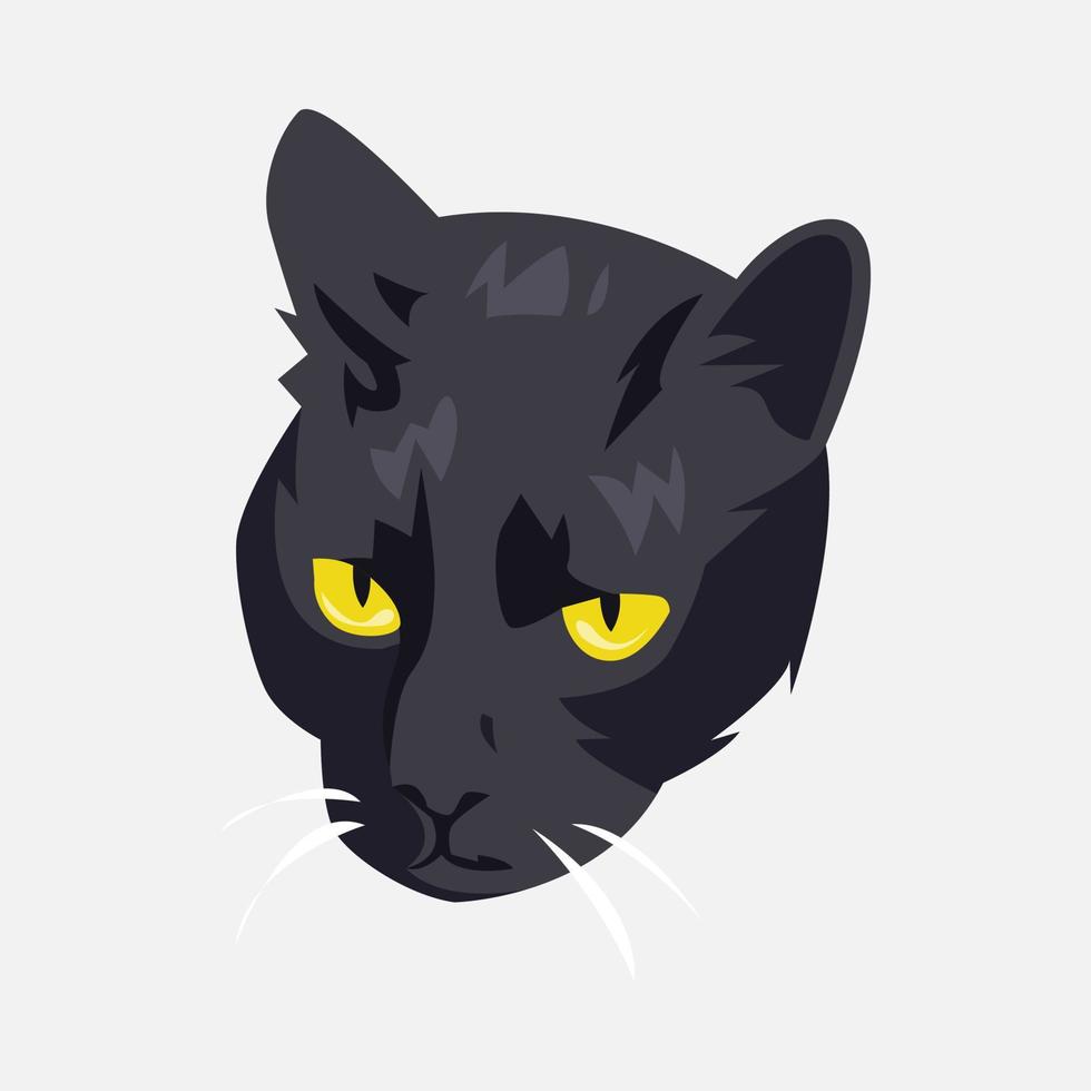 retrato de gato. negro gato rostro. vector ilustración.