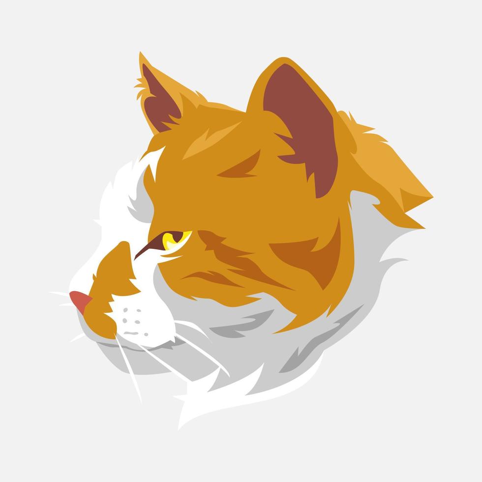 portrait of cat. side view. orange cat face. vector illustration.