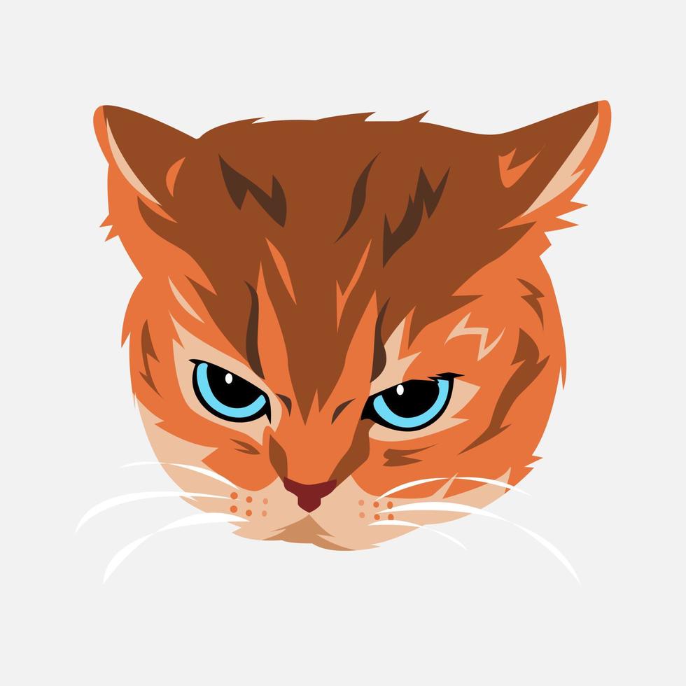 gato retrato con enojado expresión. linda gatito rostro. plano vector ilustración.