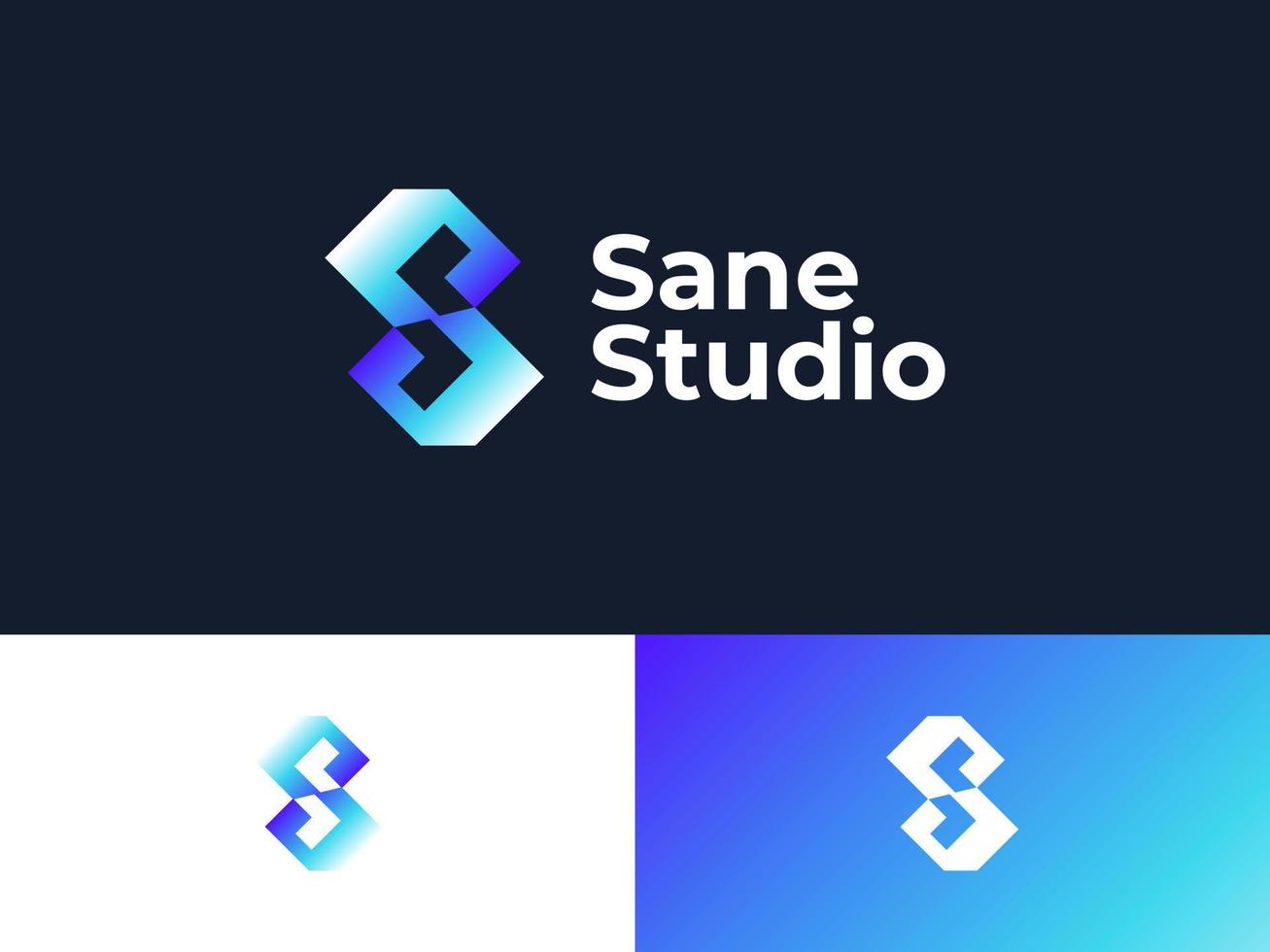 Abstract and Modern Letter S Logo Design with Blue and White Gradient Style. Suitable for Business and Technology Company Logo vector