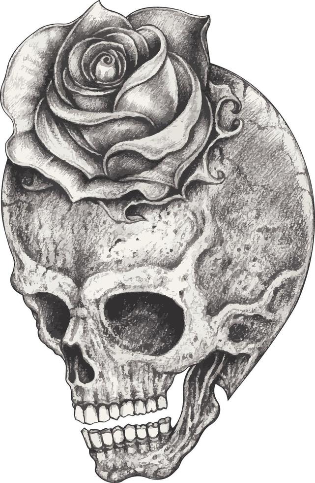 Art fancy surreal skull. Hand drawing and make graphic vector. vector