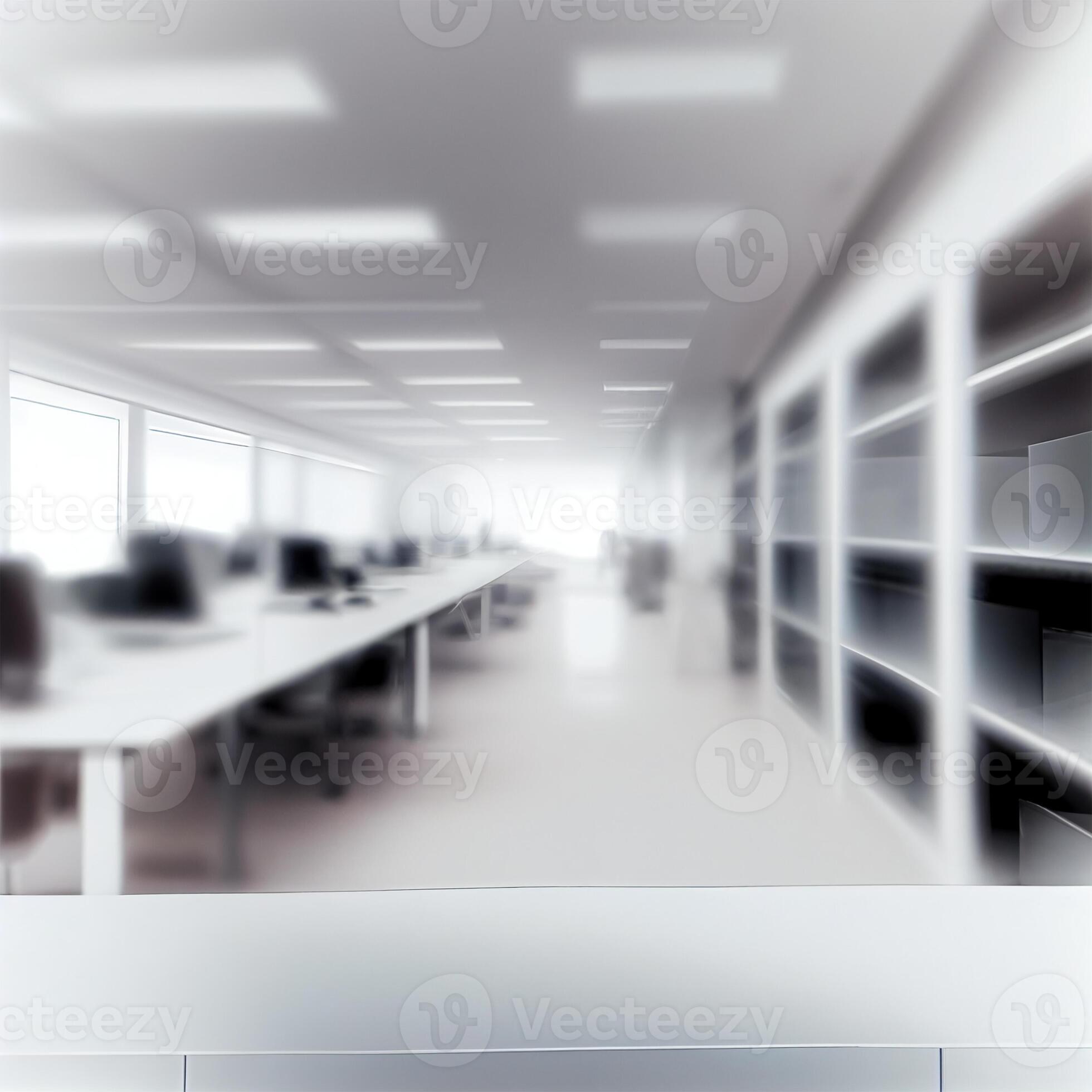 Light spacious large office, blurred stylish background AI generated