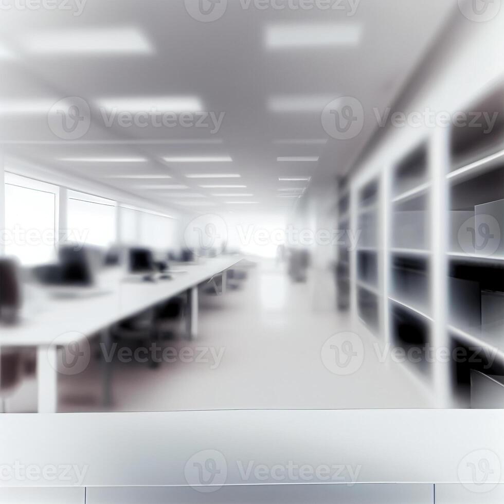 Light spacious large office, blurred stylish background - image photo