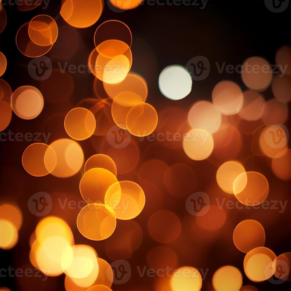 Dark background, bright yellow bokeh, glowing circles - image photo