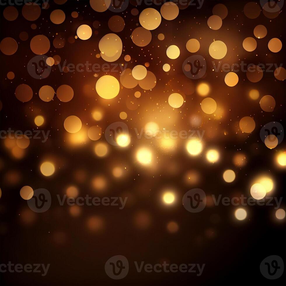 Dark background, bright yellow bokeh, glowing circles - image photo