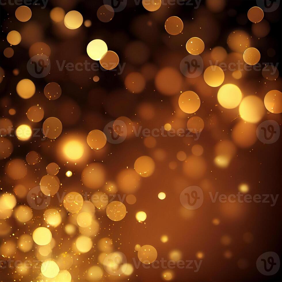 Dark background, bright yellow bokeh, glowing circles - image photo