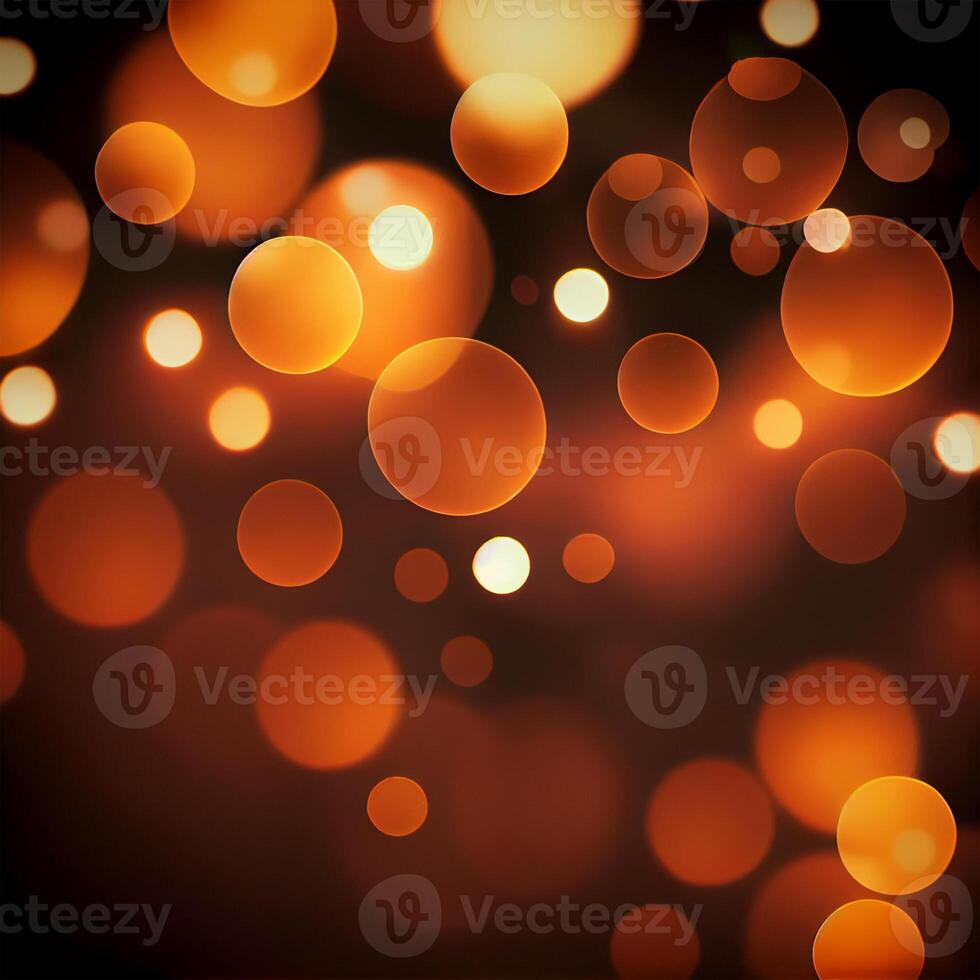 Dark background, bright yellow bokeh, glowing circles - image photo