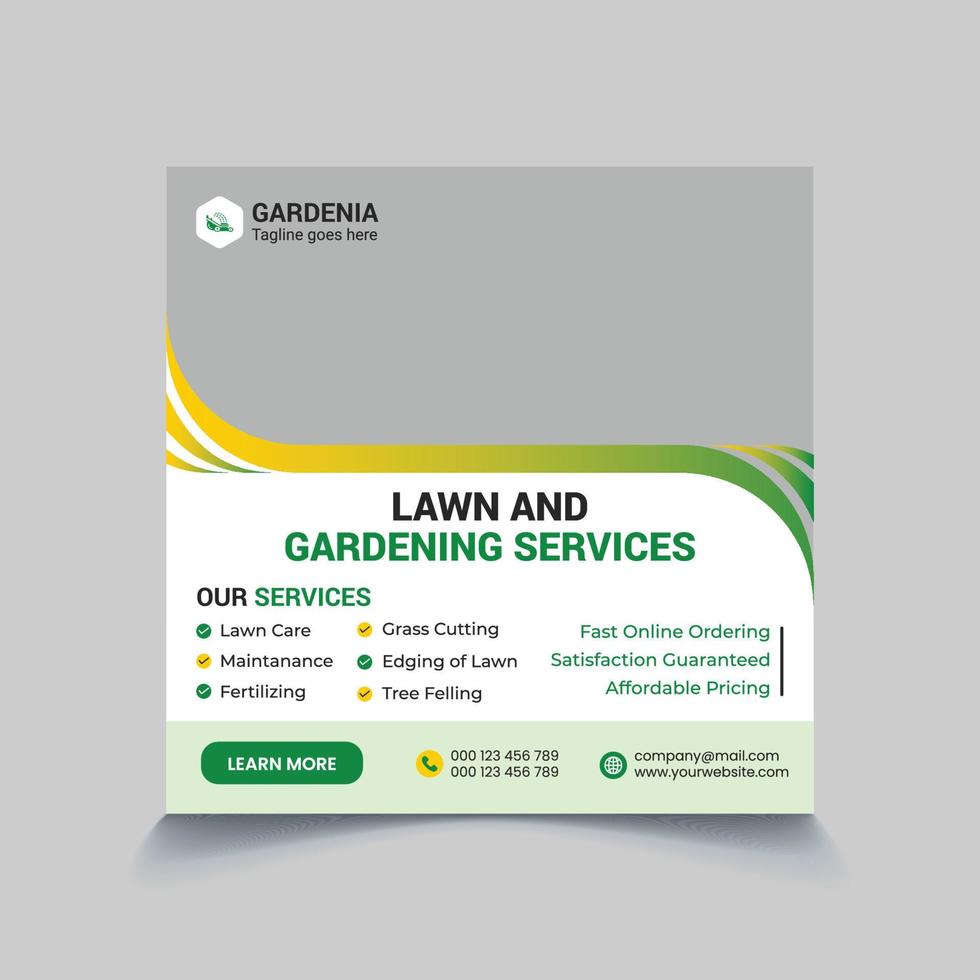 lawn care gardening landscaping social media banner template premium vector