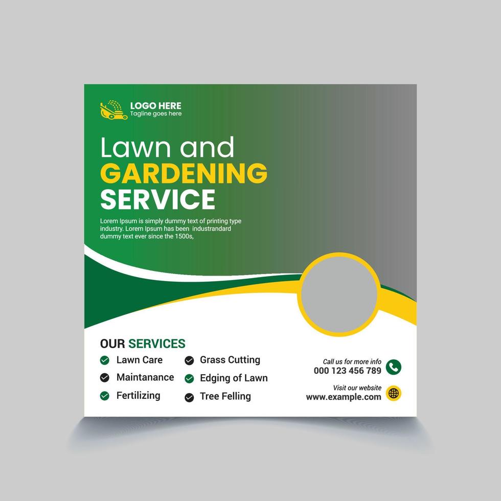 lawn care gardening landscaping social media banner template premium vector