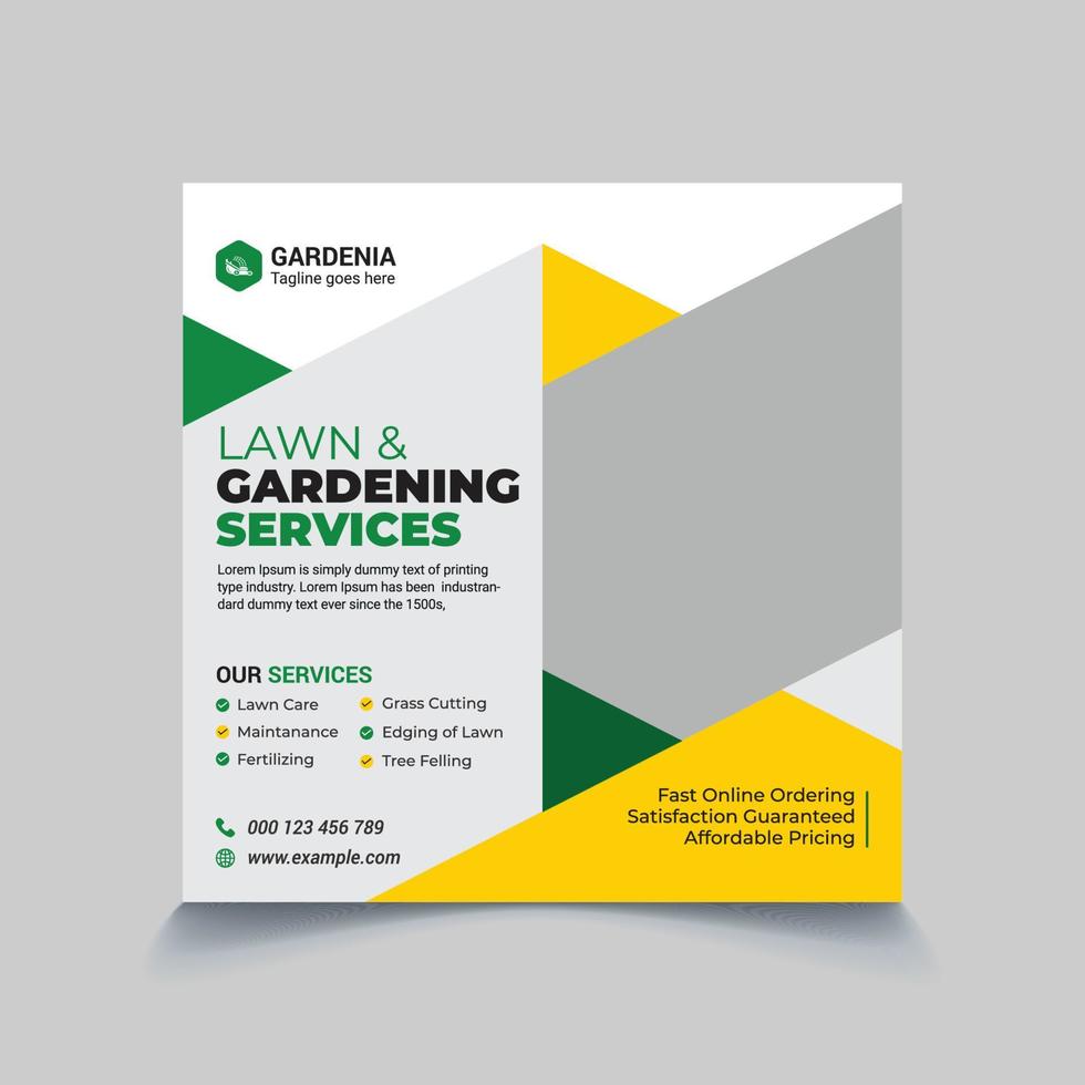 lawn care gardening landscaping social media banner template premium vector