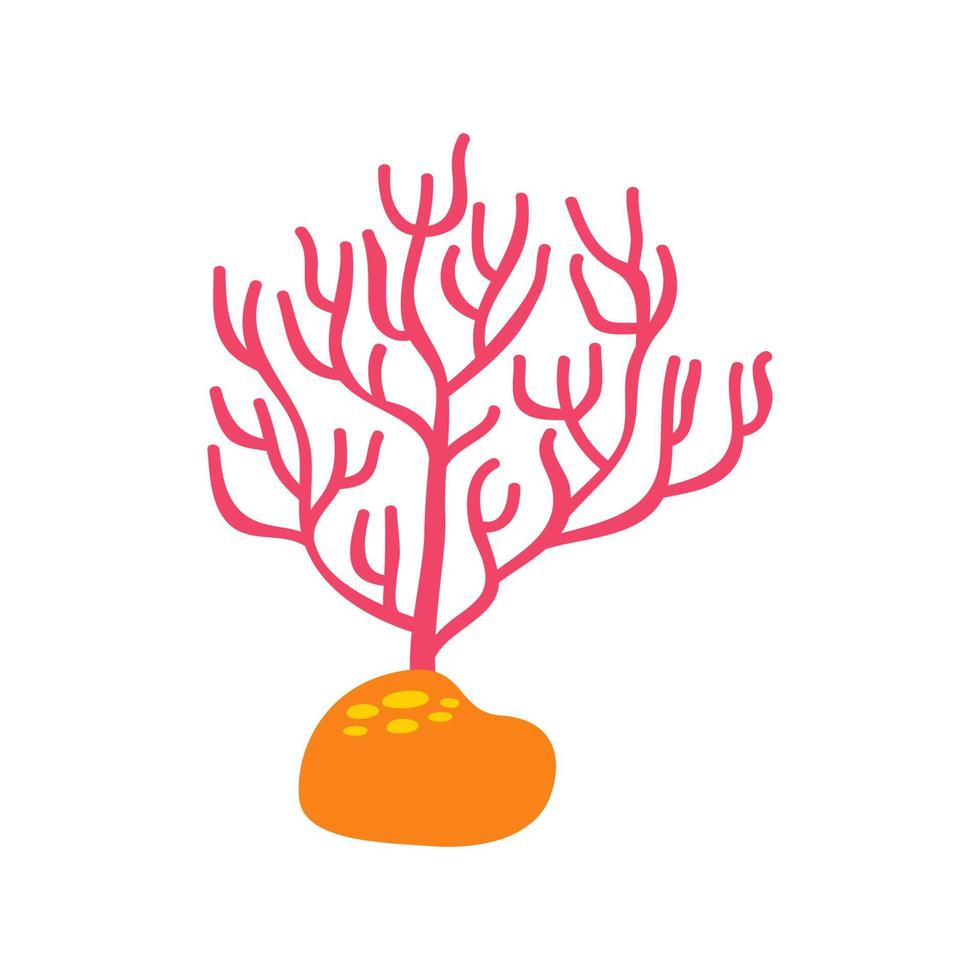 Vector illustration of cartoon coral isolated on white background.