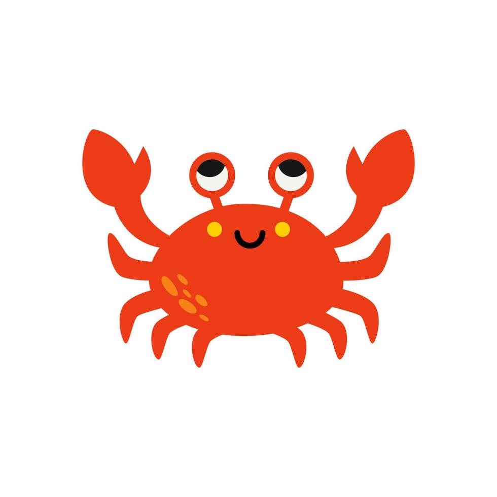 Vector illustration of cartoon red crab isolated on white background.