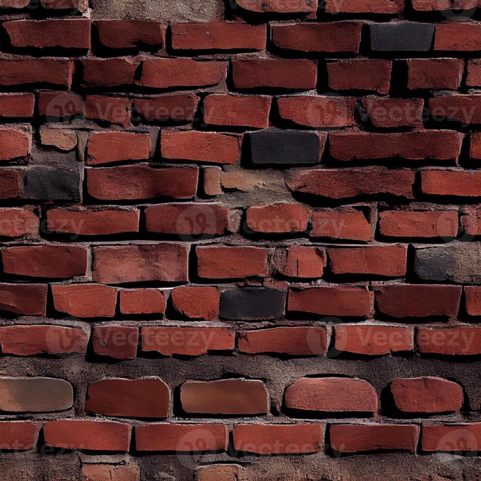 Red old ruined brick wall - image photo