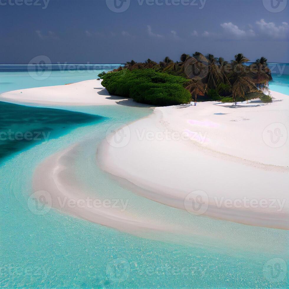 Maldives white sand beach and blue transparent ocean - image photo