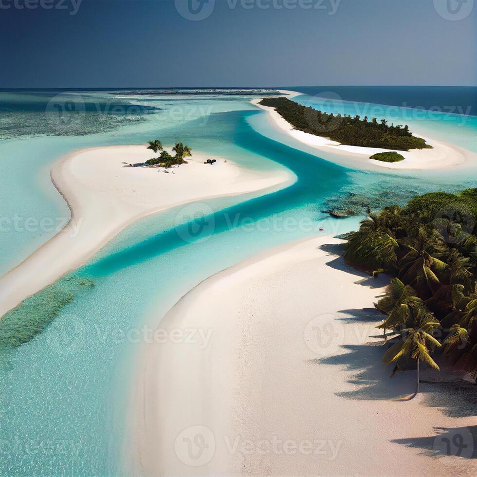 Maldives white sand beach and blue transparent ocean - image photo