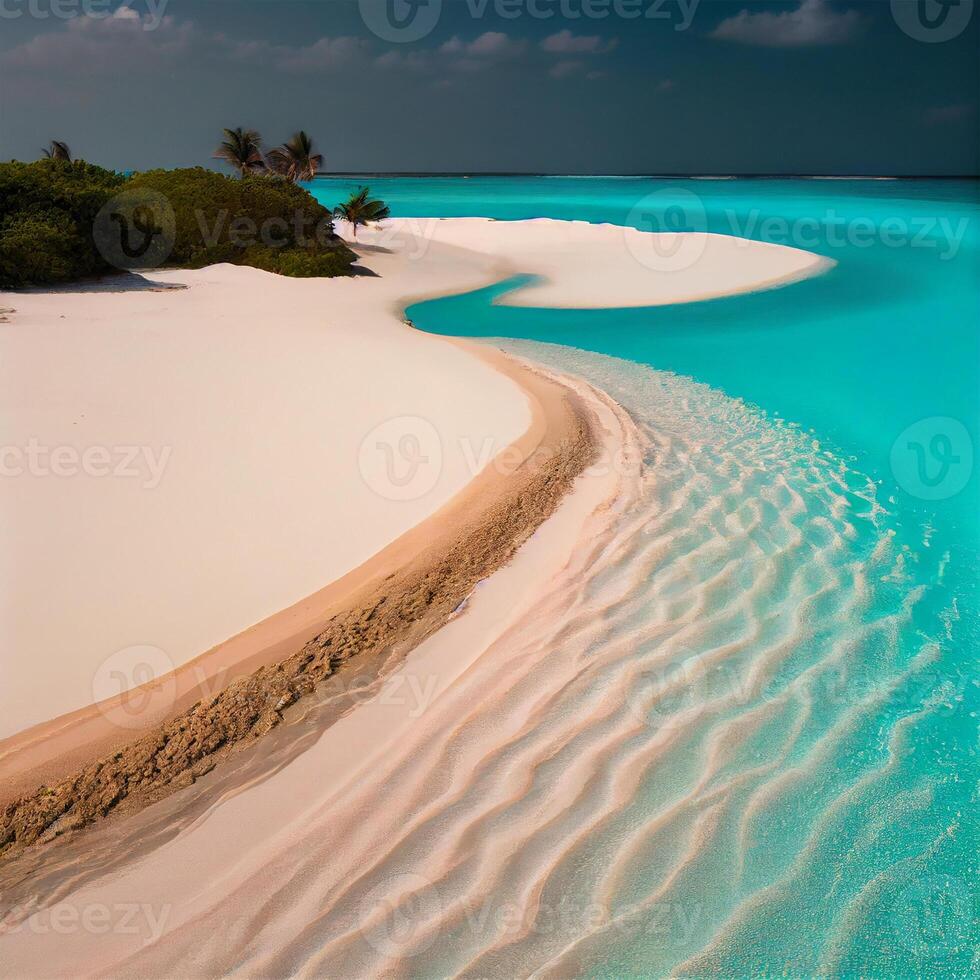 Maldives white sand beach and blue transparent ocean - image photo