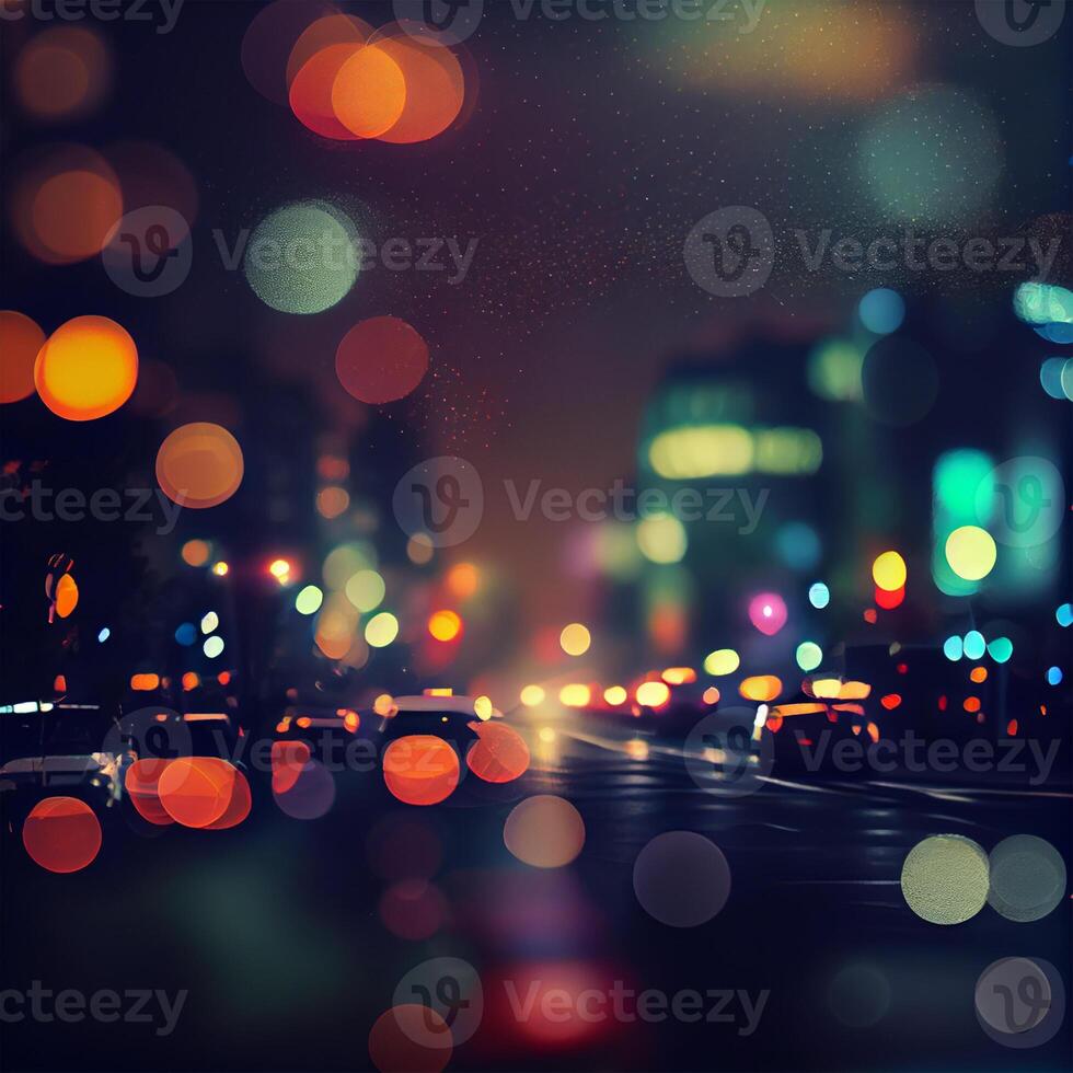 City night landscape bokeh, blurred illustration, urban landscape at dusk time - image photo
