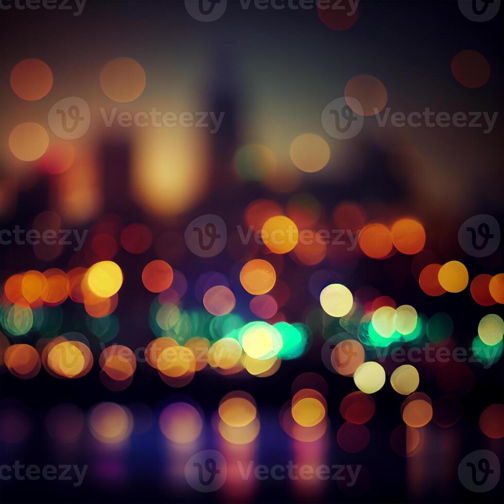 City night landscape bokeh, blurred illustration, urban landscape at dusk time - image photo