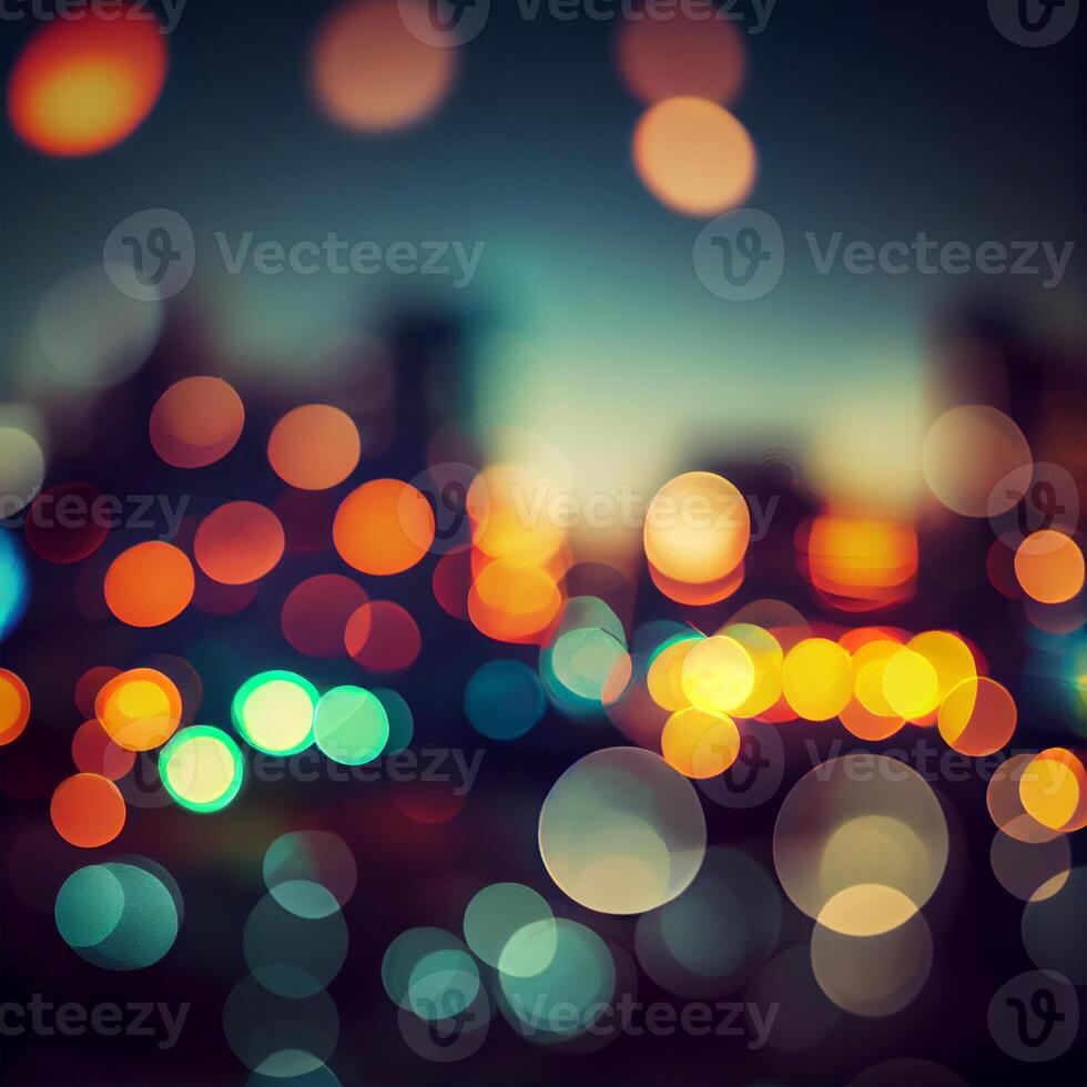 City night landscape bokeh, blurred illustration, urban landscape at dusk time - image photo