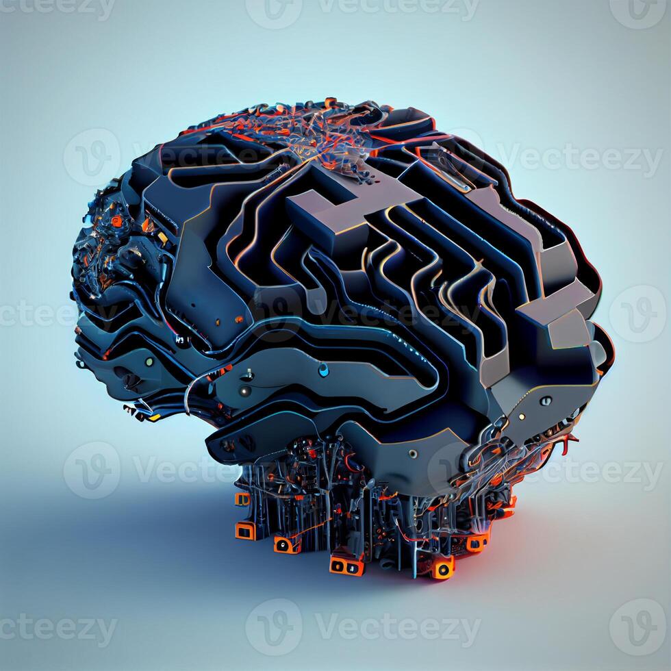 Cyberpunk artificial intelligence brain - image photo