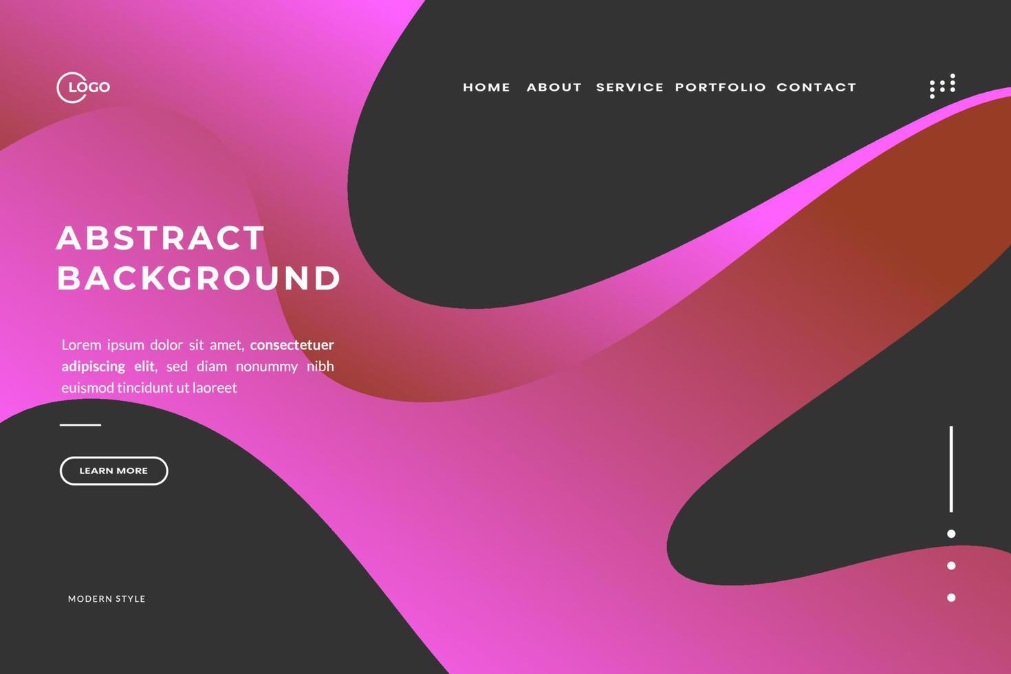 Abstract trendy gradient background for landing pages website. Can be used for posters, placards, brochures, banners, web pages vector