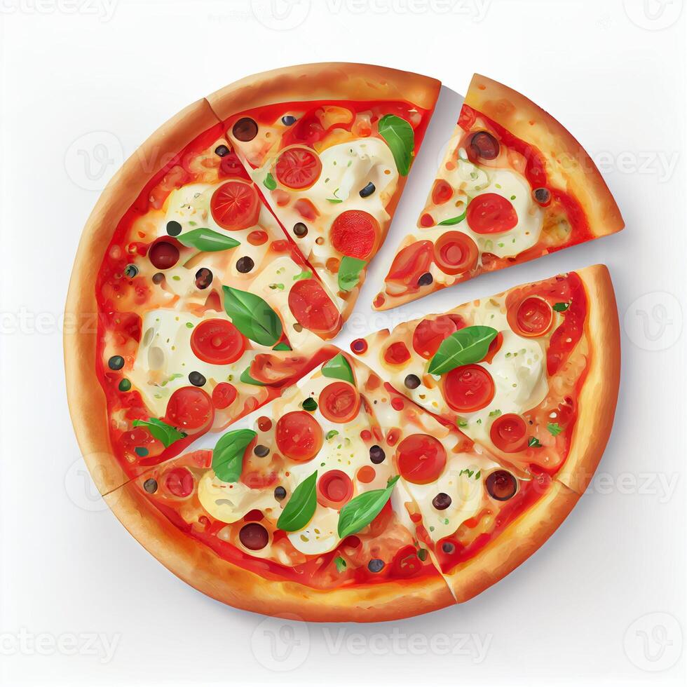 recién horneado caliente vegetariano vegano Pizza - ai generado imagen foto