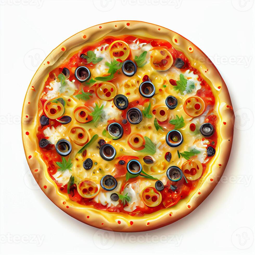 Freshly baked hot vegetarian vegan pizza - image photo