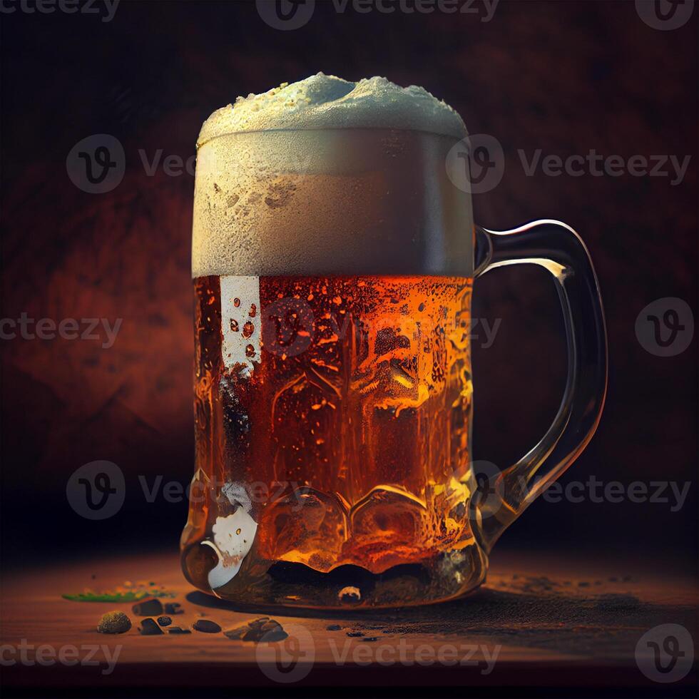 Mug of fresh foamy beer - image photo