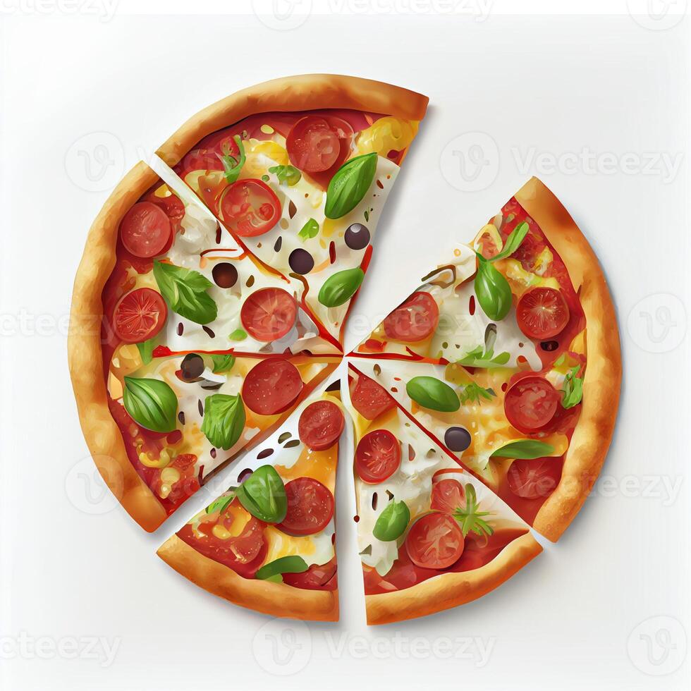 recién horneado caliente vegetariano vegano Pizza - ai generado imagen foto