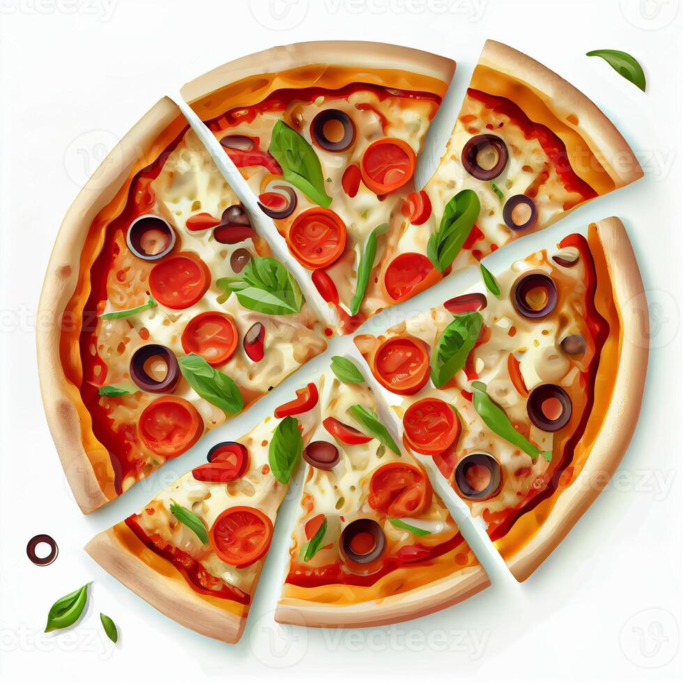 Freshly baked hot vegetarian vegan pizza - image photo