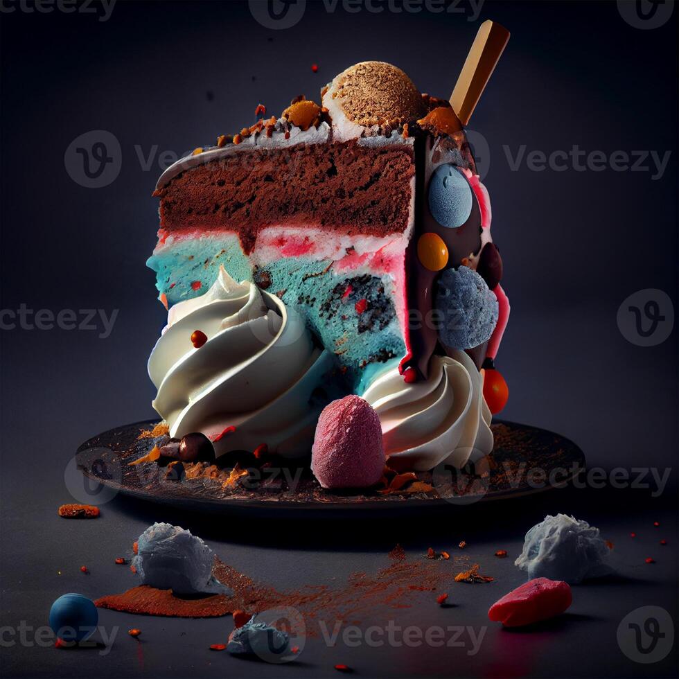 Big festive bright cake - image photo