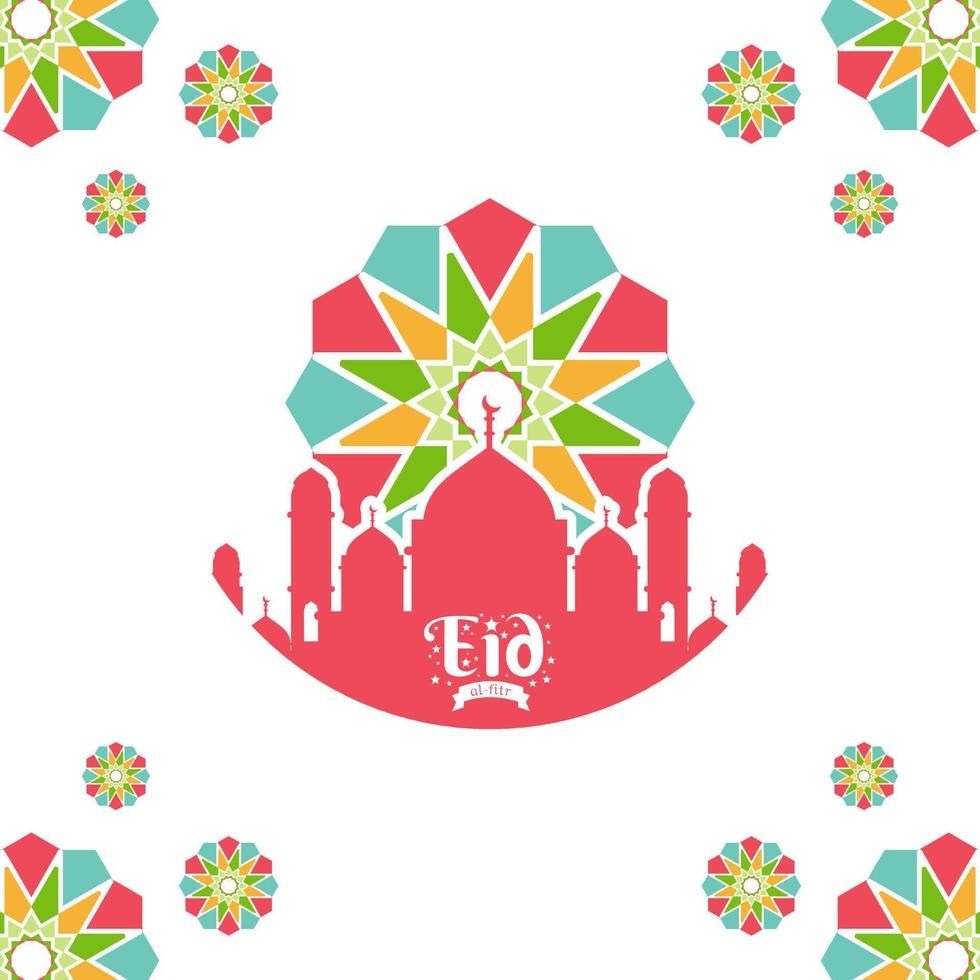 ramadan and eid al fitr template design with mosque and Islamic pattern design vector