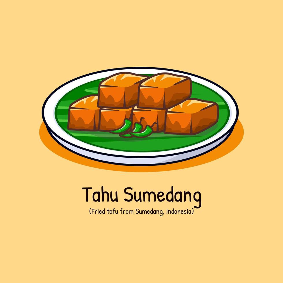 Fried tofu from Sumedang Indonesia vector