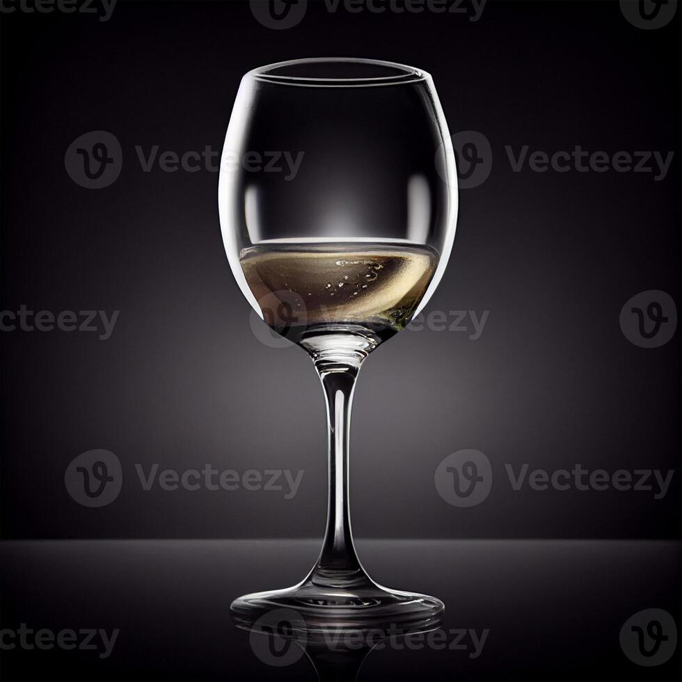 Glass of white wine on dark background - image photo