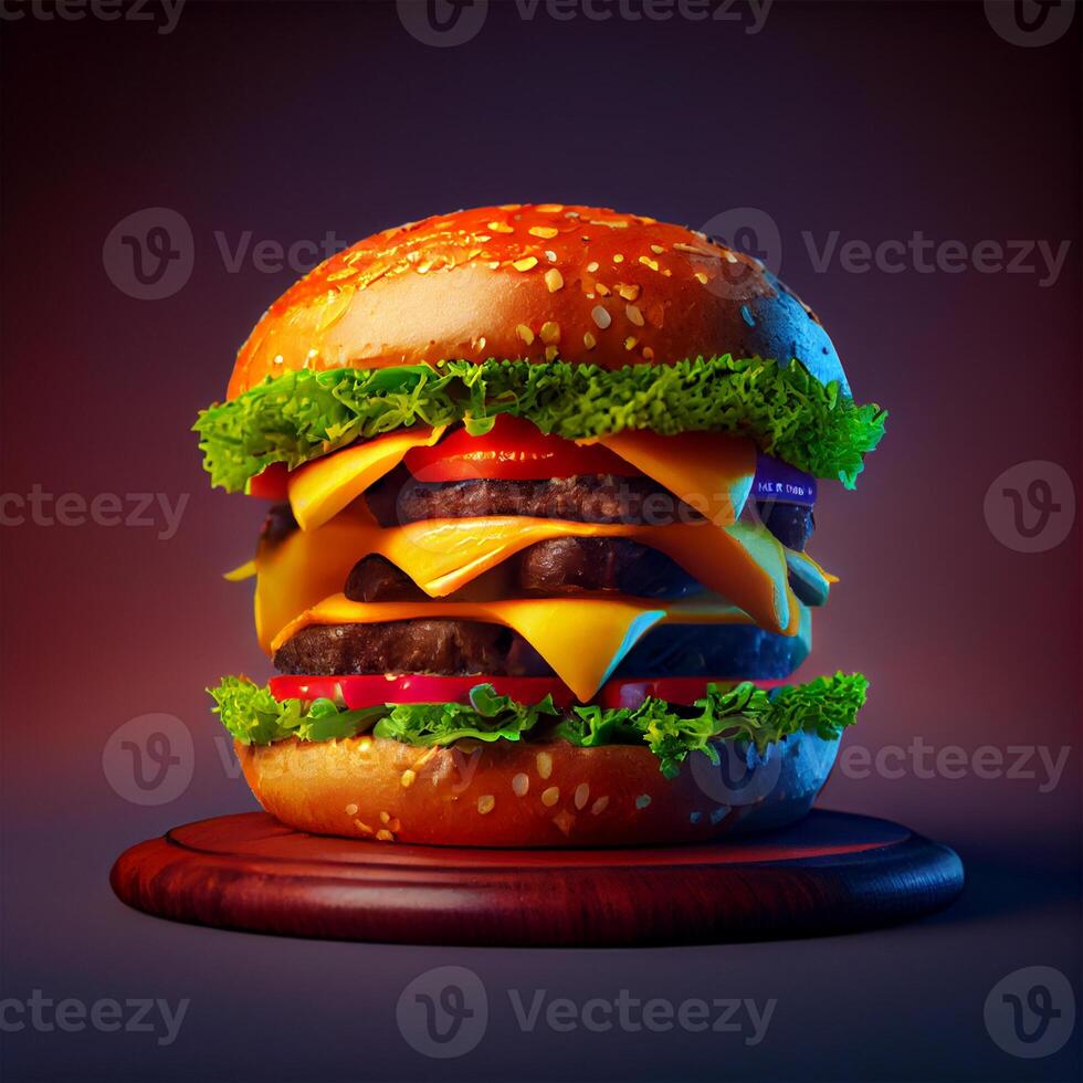 Big juicy neo hamburger - image photo