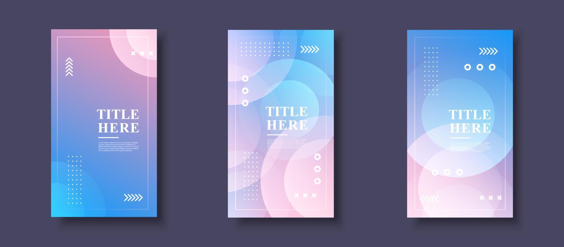 Modern background. template story, abstract frame, colorful, gradient pink and blue waves vector