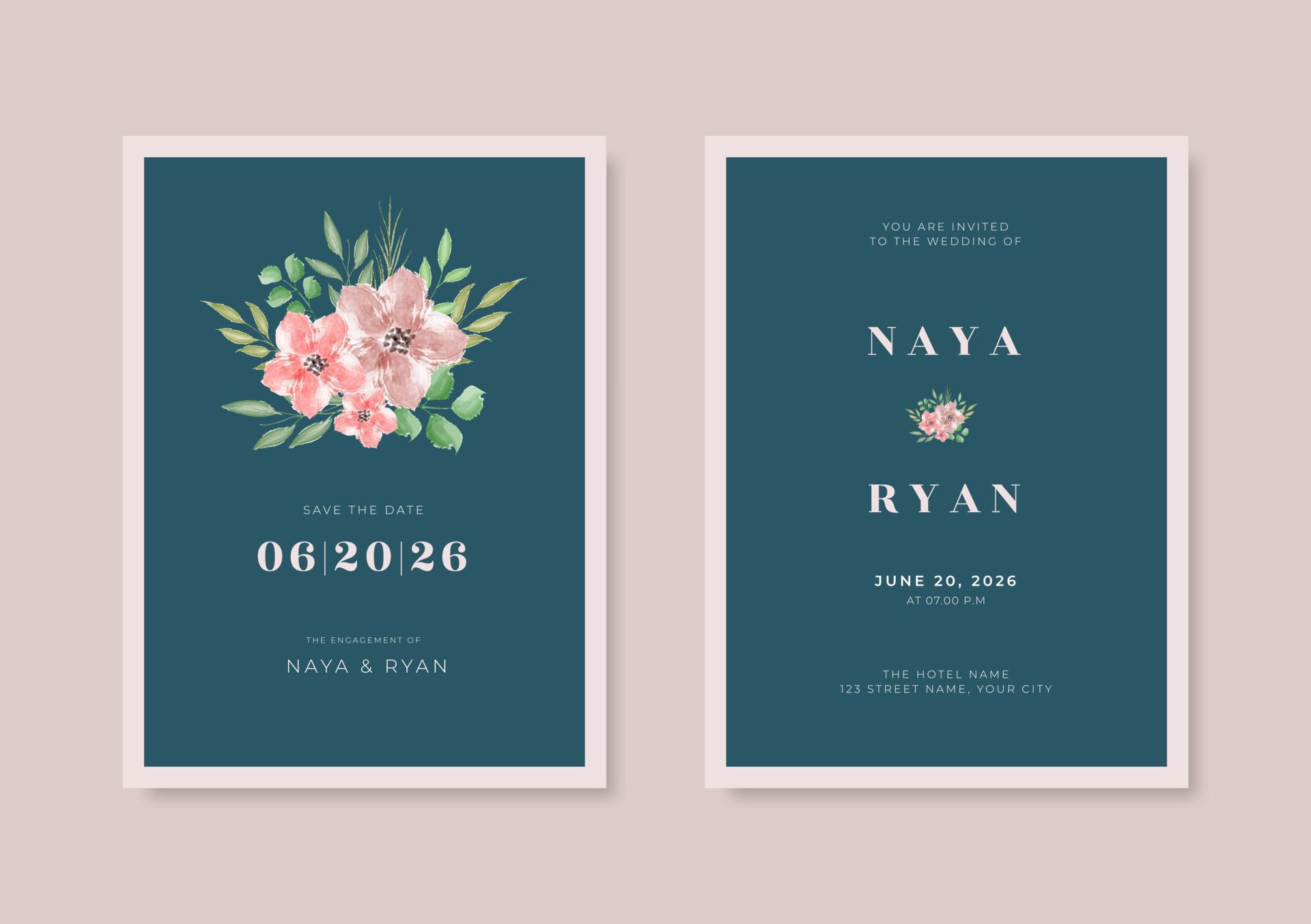 Simple and elegant wedding card template 21689686 Vector Art at Vecteezy