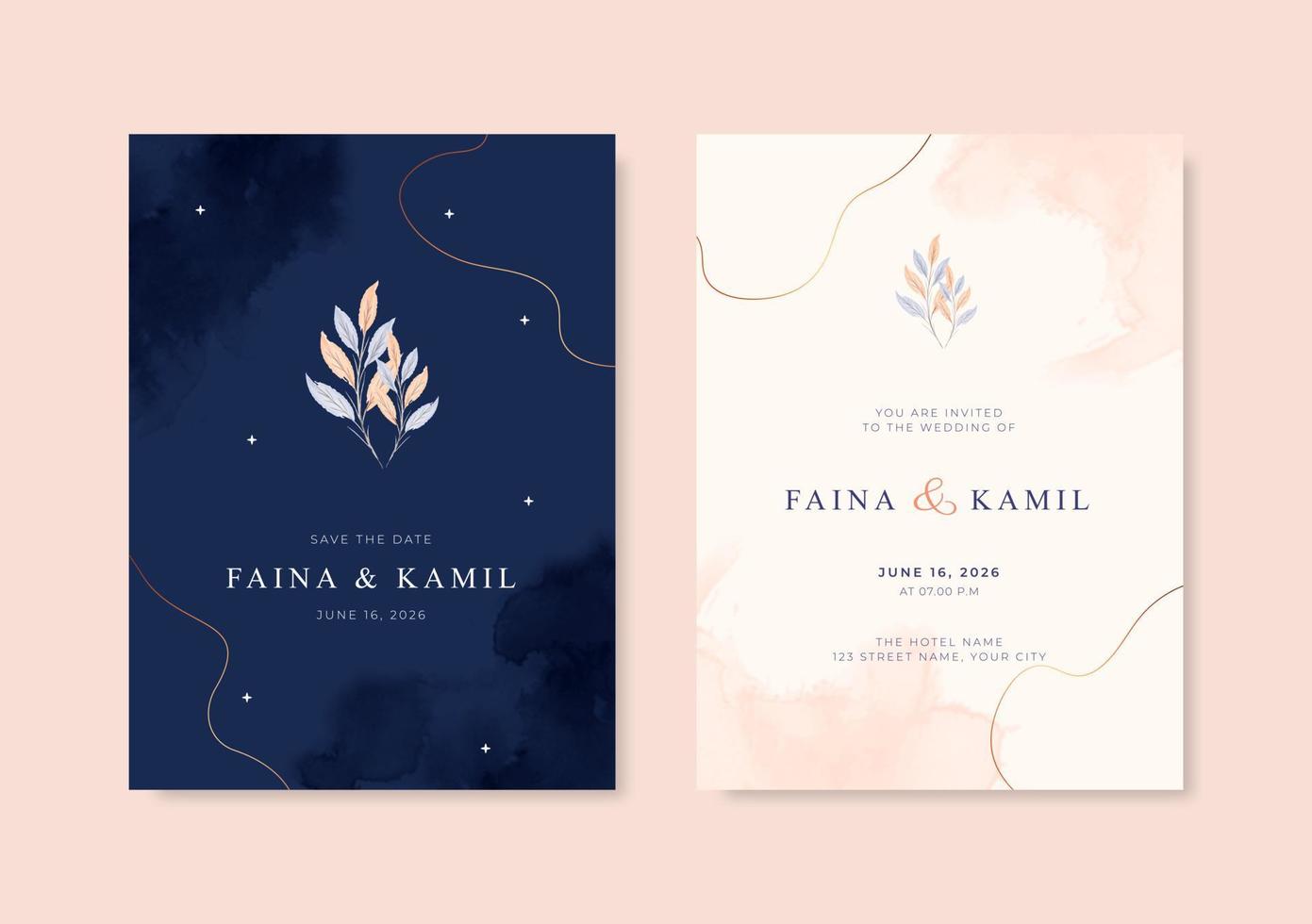 Beautiful and elegant wedding card template vector