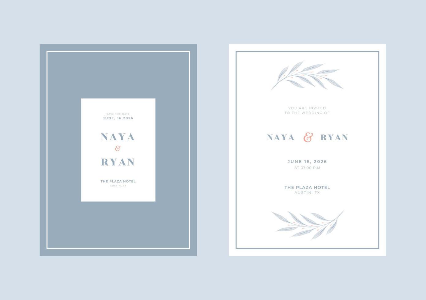 Beautiful minimalist wedding invitation template vector