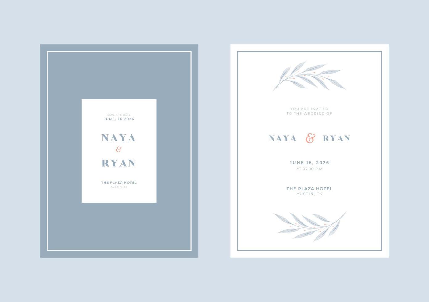 Beautiful minimalist wedding invitation template vector