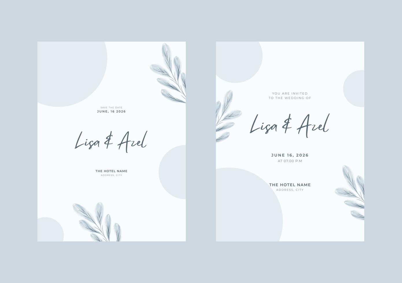 Beautiful minimalist wedding invitation template vector