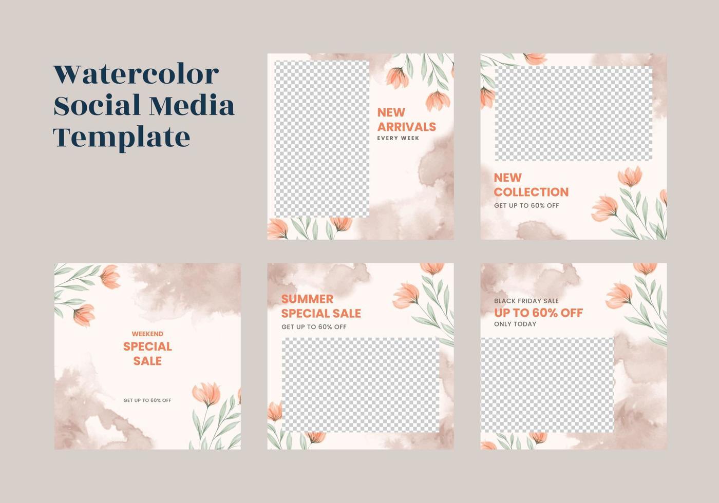 Beautiful watercolor social media post template vector